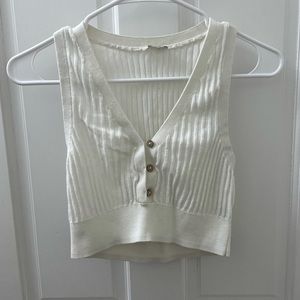 free people white button top